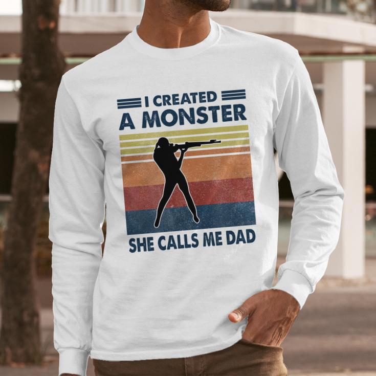 Vintage I Created A Monster Shooting She Calls Me Dad 2020 Men Long Sleeve Tshirt