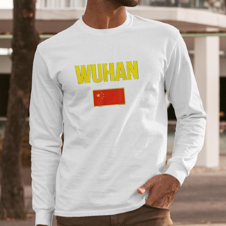 Wuhan Chinese Flag China Souvenir Men Long Sleeve Tshirt