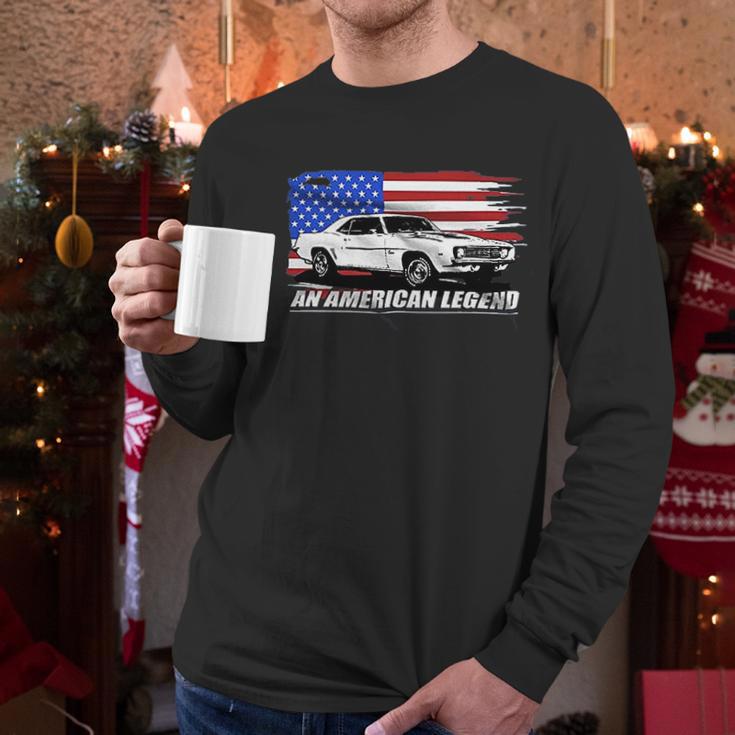 Aggressive Thread 1969 Camaro American Flag Men Long Sleeve Tshirt