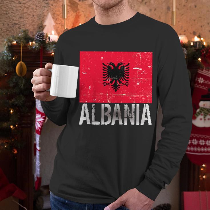 Albania Flag Albanians Soccer Football Team Men Long Sleeve Tshirt