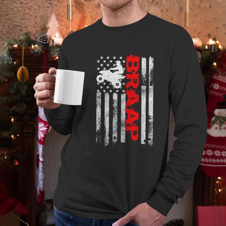 Braap Vintage Usa American Flag Quad Bike Atv Gift Funny Gift Graphic Design Printed Casual Daily Basic Men Long Sleeve Tshirt