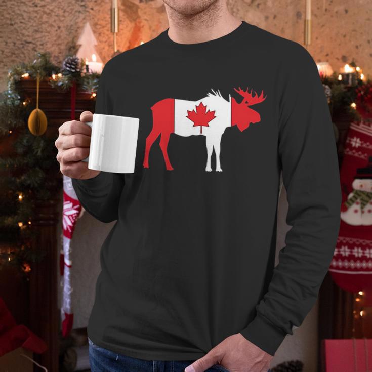 Canadian Flag Moose Maple Leaf Canada Men Long Sleeve Tshirt