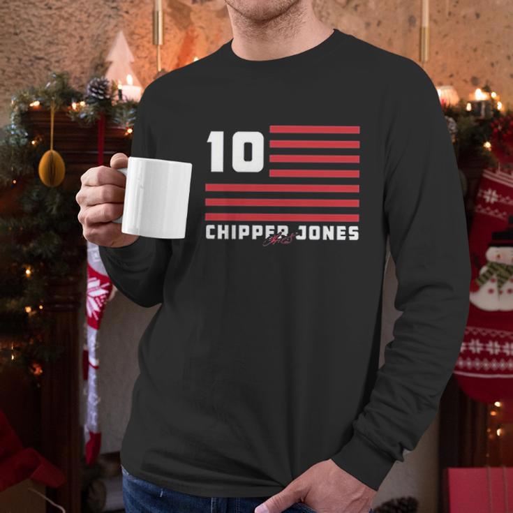 Chipper Jones Flag Stripes Men Long Sleeve Tshirt