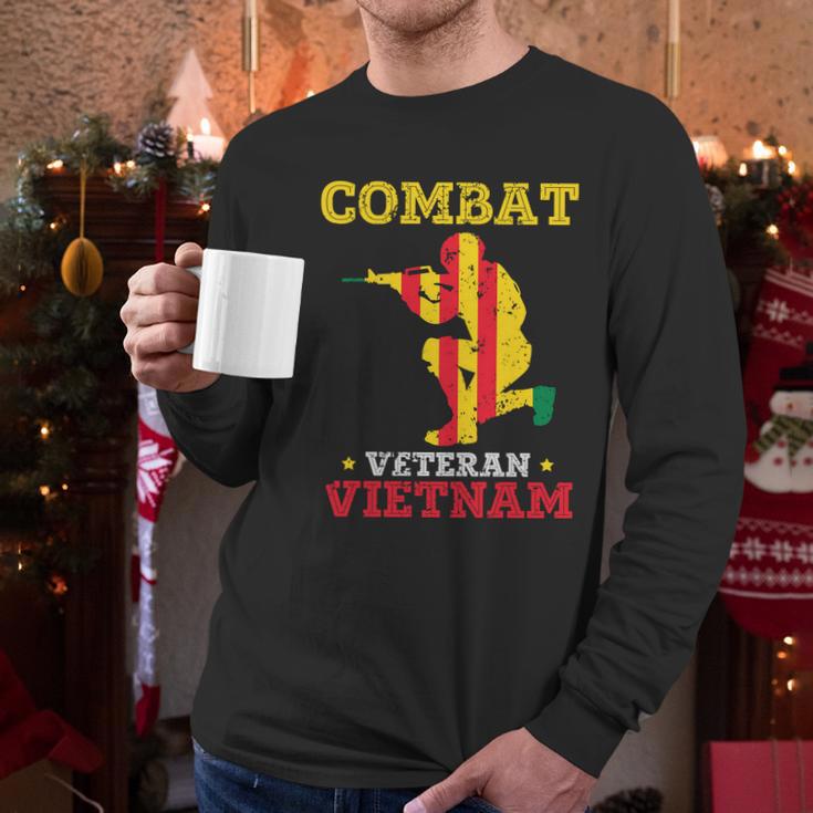 Combat Veteran Vietnam Us Army Veteran Day Army Graphic Design Printed Casual Daily Basic Men Long Sleeve Tshirt