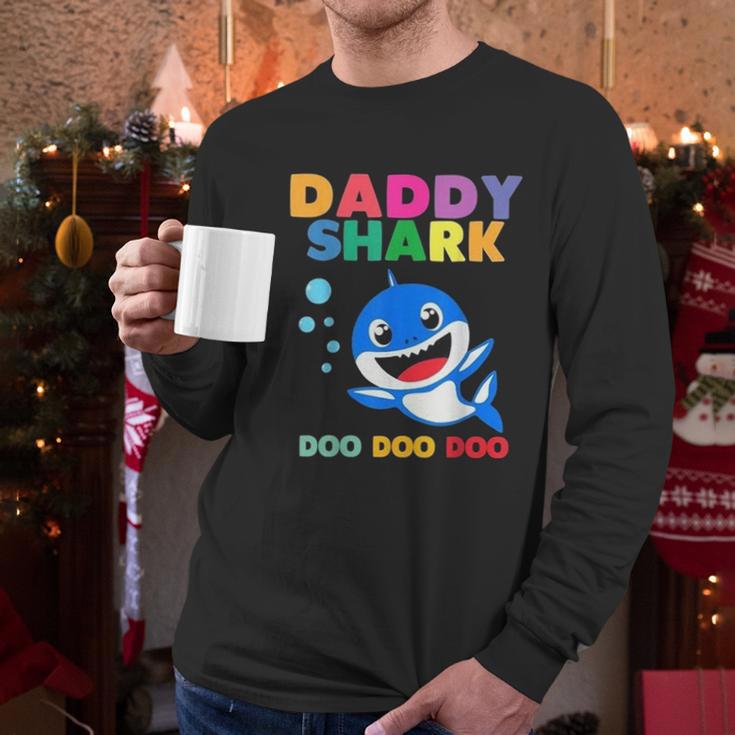 Daddy Shark Cute Fathers Gift Dad Birthday Gifts Men Long Sleeve Tshirt