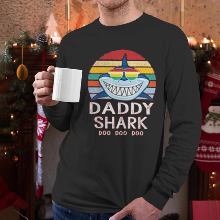 Daddy Shark For Dad Men Long Sleeve Tshirt