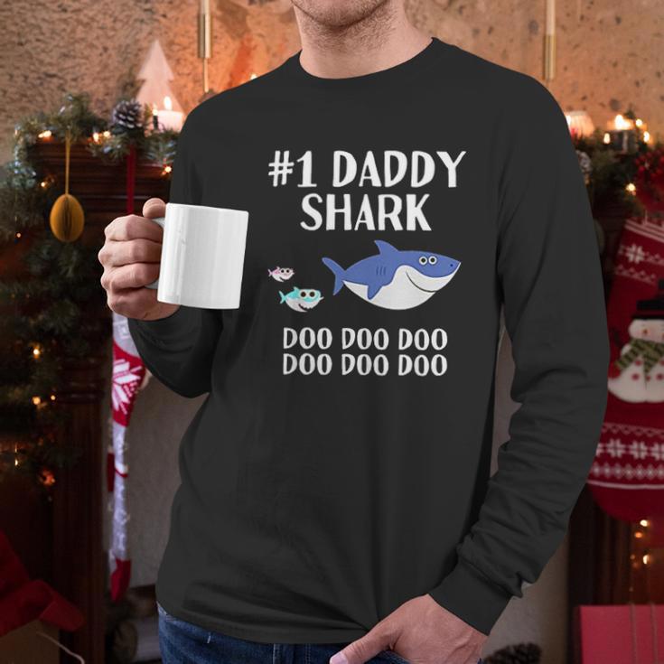 Daddy Shark Doo Doo Dad Fathers Day Men Long Sleeve Tshirt