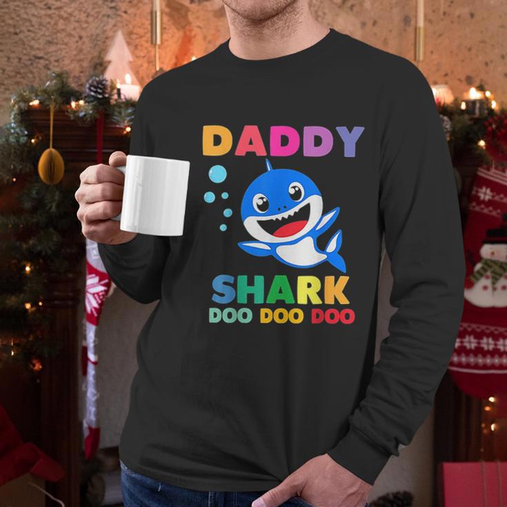 Daddy Shark Doo Doo Funny Dad Birthday Gifts Men Long Sleeve Tshirt