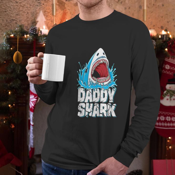 Daddy Shark Fathers Day Gifts Family Matching Dad Men Long Sleeve Tshirt