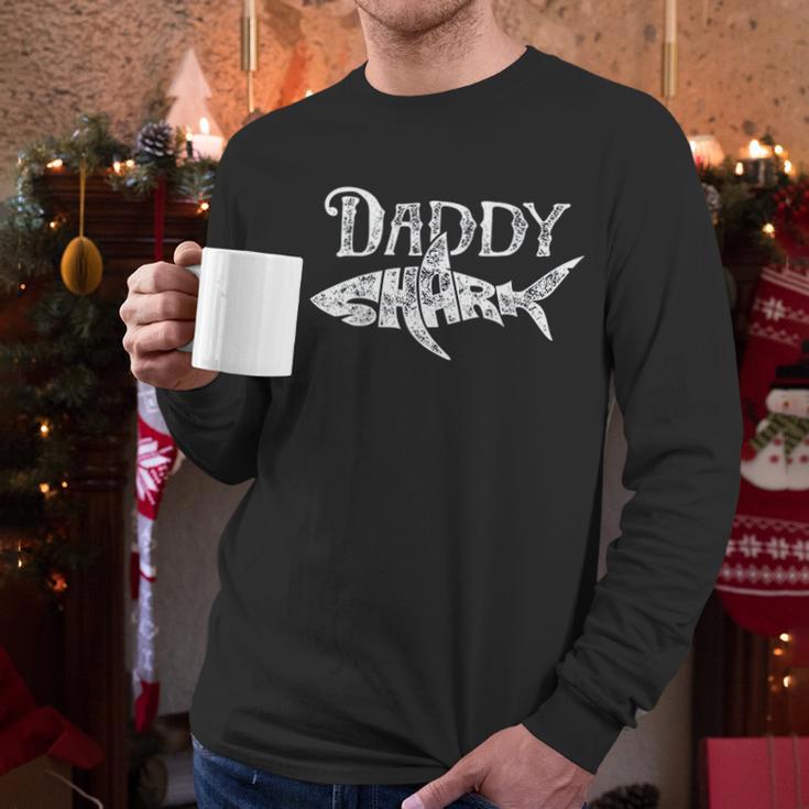 Daddy Shark Matching Best Dad Gift Men Long Sleeve Tshirt