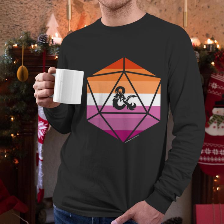 Dungeons And Dragons Lesbian Pride Flag Dice Logo Gift Graphic Design Printed Casual Daily Basic Men Long Sleeve Tshirt