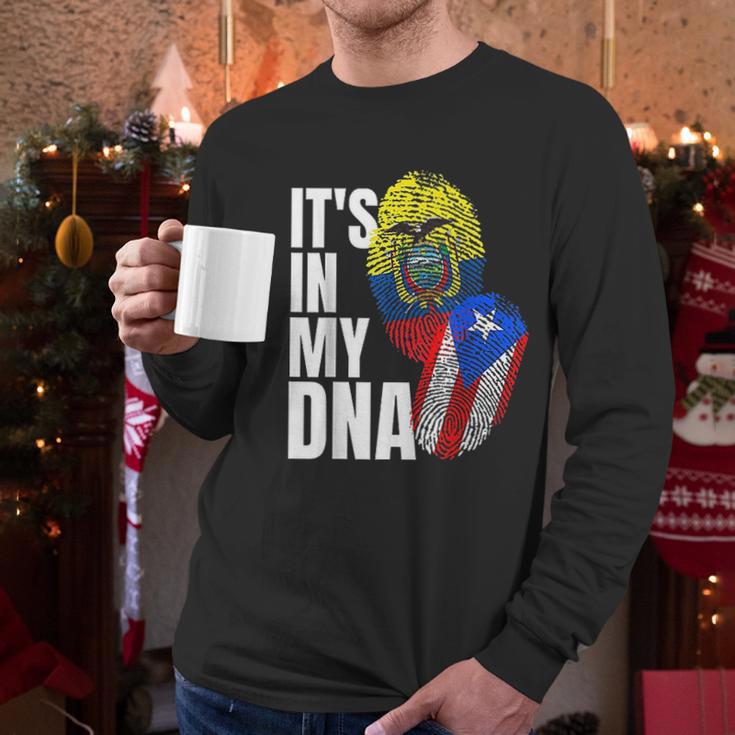 Ecuadorian And Puerto Rican Dna Mix Flag Heritage Gift Men Long Sleeve Tshirt