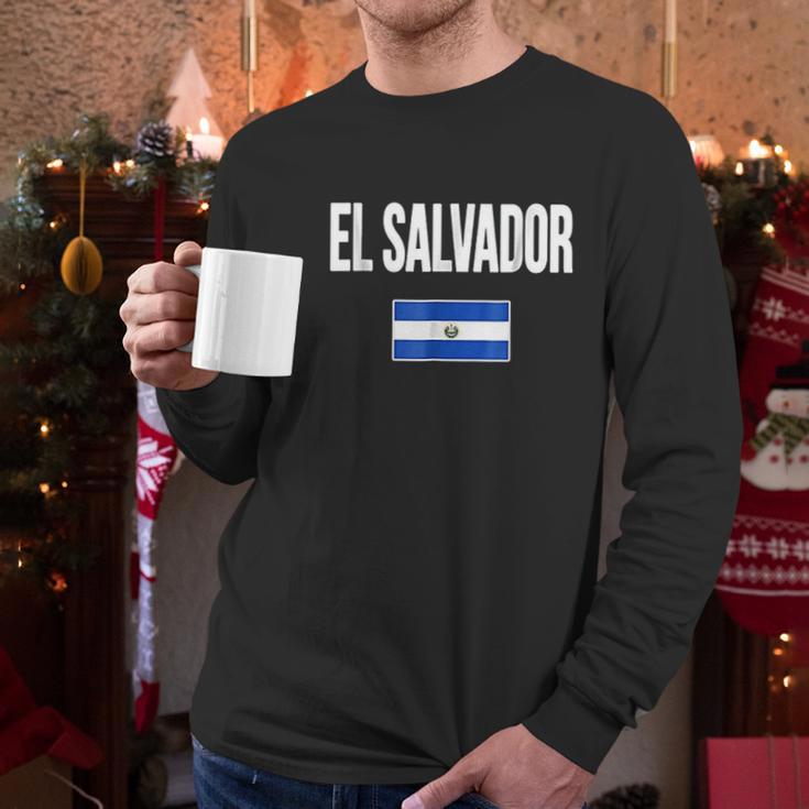 El Salvador Salvadorian Flag Men Long Sleeve Tshirt