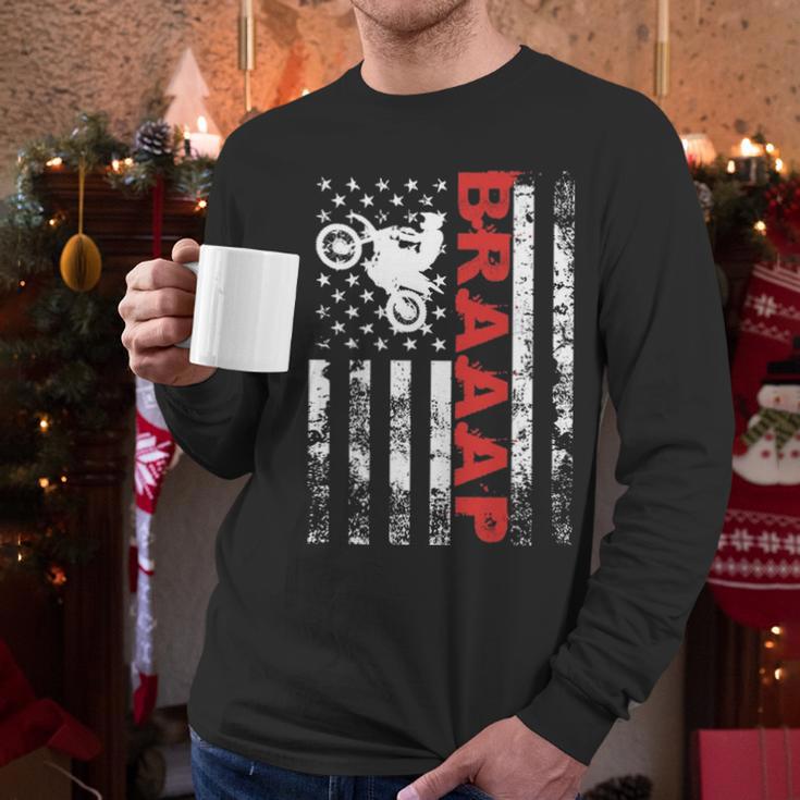 Father S Day Black Braaap Vintage Usa American Flag Men Long Sleeve Tshirt