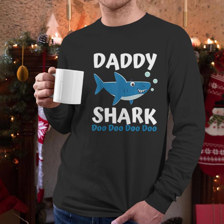 Fathers Day Daddy Shark Doo Doo Men Long Sleeve Tshirt