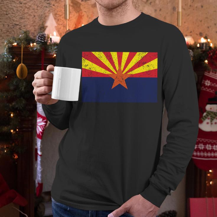 Flag Of Arizona Vintage Men Long Sleeve Tshirt