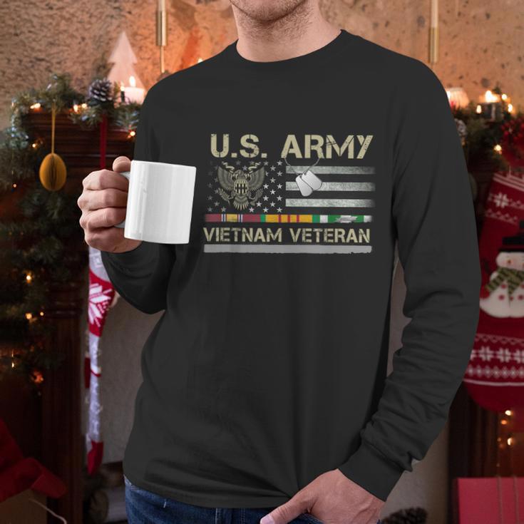 Funny Us Army Vietnam Veteran Usa Flag A Great Gift For Veteran Vietnam Army Men Long Sleeve Tshirt