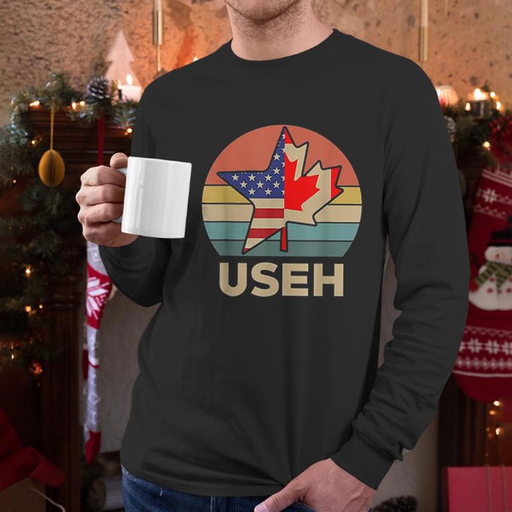 Funny Useh America Canada Flag American Canadian Men Long Sleeve Tshirt