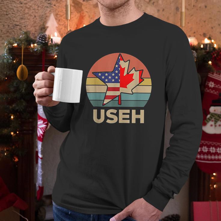 Funny Useh America Canada Flag American Men Long Sleeve Tshirt