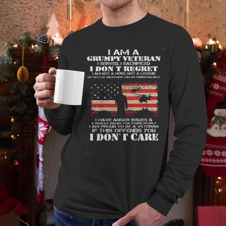 I Am A Grumpy Veteran I Dont Care 2022 New Gift Men Long Sleeve Tshirt