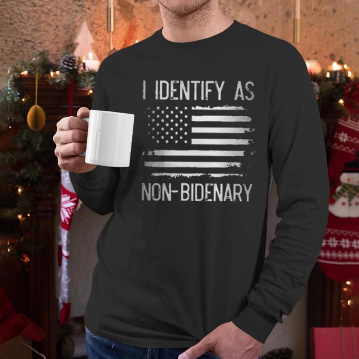 I Identify As Non Bidenary American Flag Enjoyable Gift 2022 Men Long Sleeve Tshirt