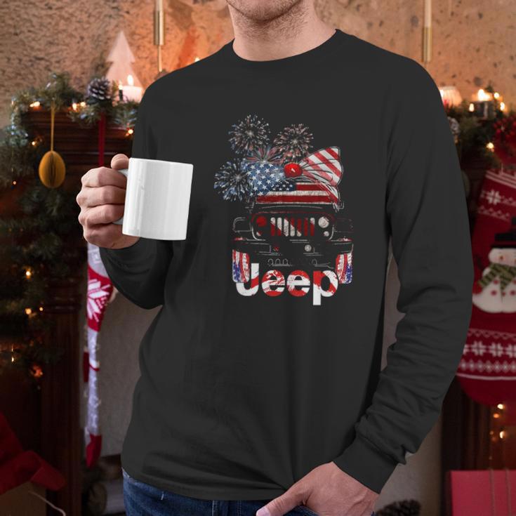 Jeep 4Th Of July American Flag Independence Men Long Sleeve Tshirt