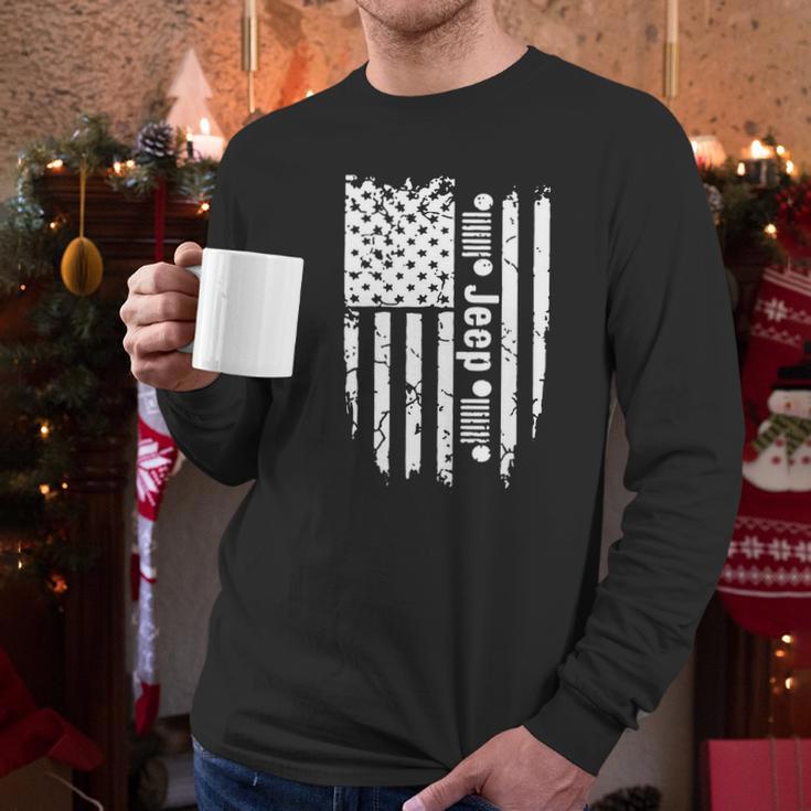 Jeep American Flag Men Long Sleeve Tshirt