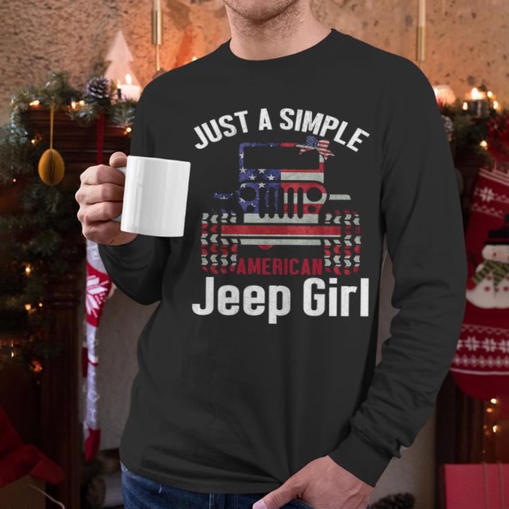 Just A Simple Jeep Girl American Flag 4Th Of JulyMen Long Sleeve Tshirt