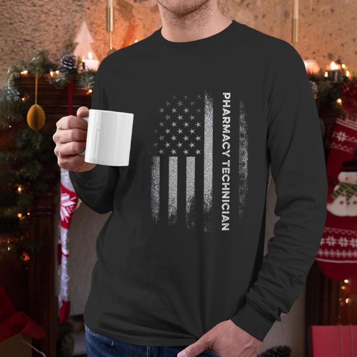 Pharmacy Technician Us Flag Certified Pharma Tech Men Long Sleeve Tshirt