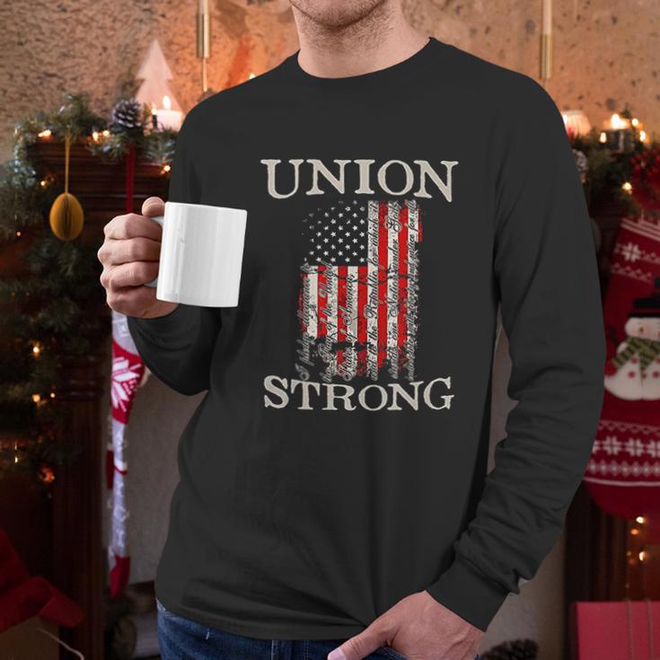 Pro Workers American Union Strong Pledge Allegiance To Flag Men Long Sleeve Tshirt