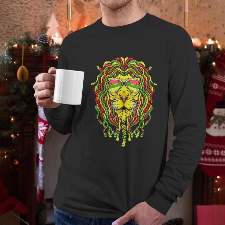 Rastafari Lion Dreadlock Jamaican Flag Reggae Music Rasta Men Long Sleeve Tshirt