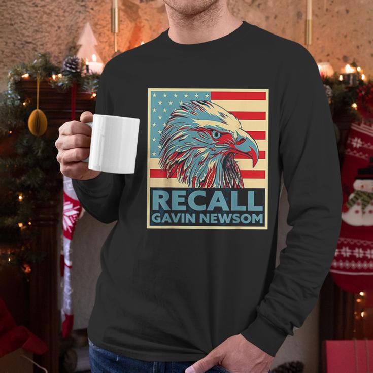 Recall Gavin Newsom 4Th Of July Us American Flag Eagle Men Long Sleeve Tshirt