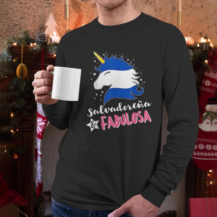 Salvadoran Flag El Salvador Unicornio Men Long Sleeve Tshirt