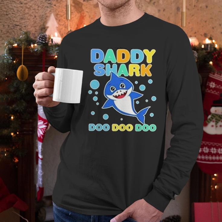 Scary Daddy Shark Doo Doo Doo Dad Birthday Gifts Men Long Sleeve Tshirt