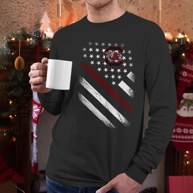 South Carolina Gamecocks American Flag Men Long Sleeve Tshirt