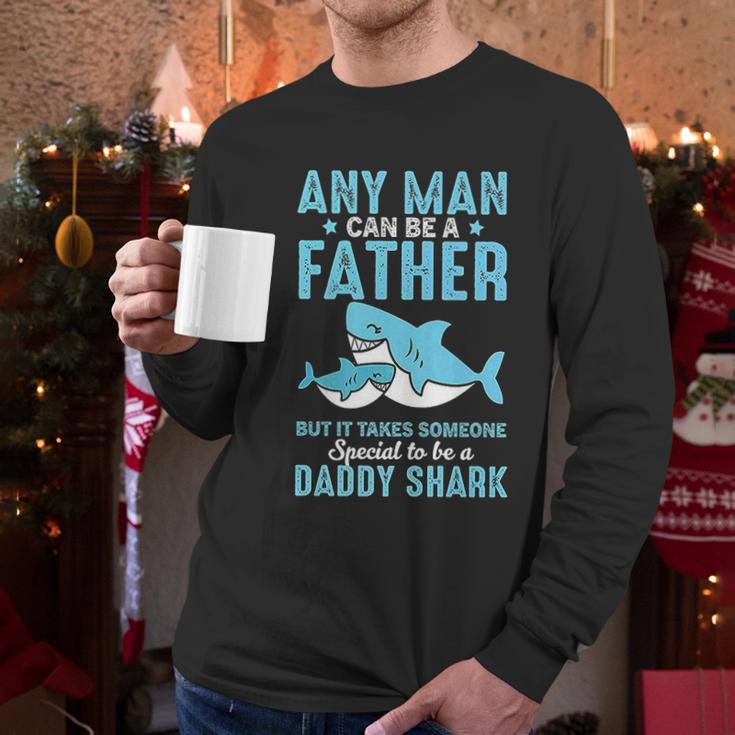 Special To Be A Daddy Shark Gift For Dad Papa Men Long Sleeve Tshirt