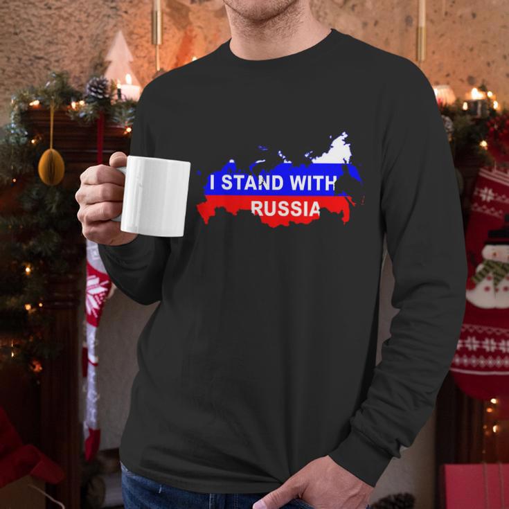 I Stand With Russia Support Russia Russian Flag Men Long Sleeve Tshirt