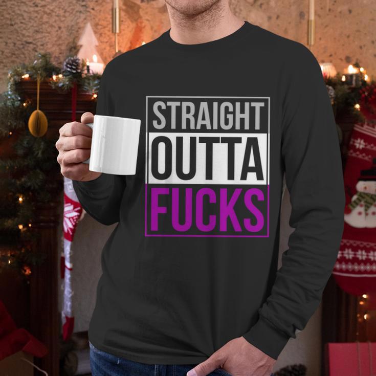 Straight Outta Fucks Pride Asexuality Asexual Flag Lgbt Gift Graphic Design Printed Casual Daily Basic Men Long Sleeve Tshirt