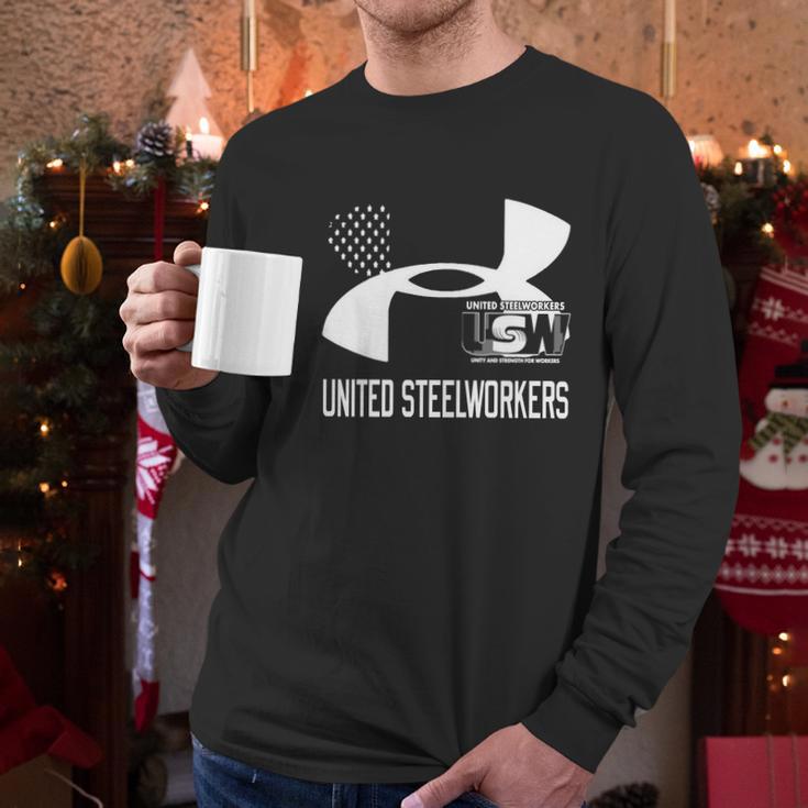 United Steelworkers Unity And Strength For Workers Flag Men Long Sleeve Tshirt