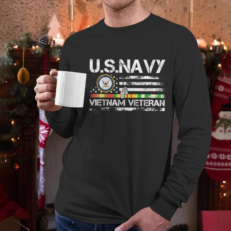 Us Navy Vietnam Veteran Usa Flag Vietnam Vet Flag Gift Graphic Design Printed Casual Daily Basic Men Long Sleeve Tshirt