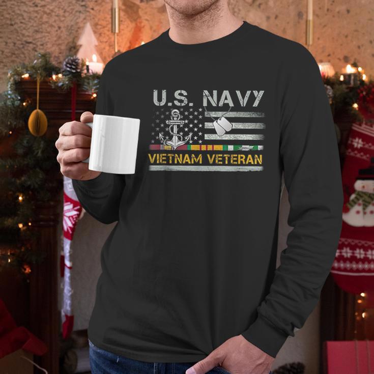 Us Navy Vietnam Veteran Usa Flag Vietnam War Men Long Sleeve Tshirt