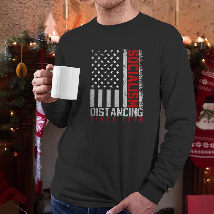 Usa Flag Socialism Distancing Since 1776 Men Long Sleeve Tshirt