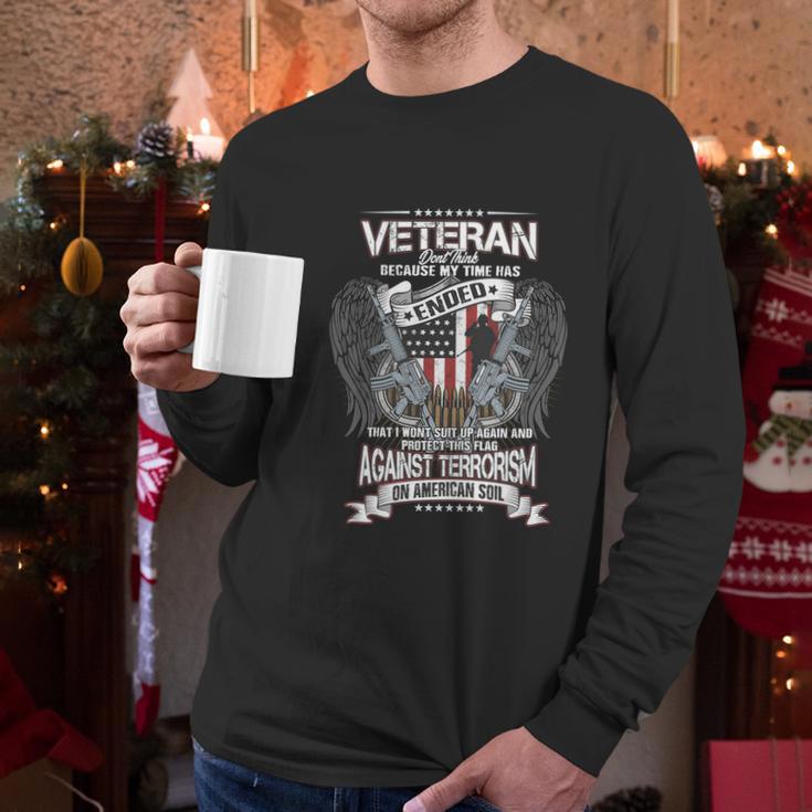 Veteran On American Soil Graphic Design Printed Casual Daily Basic Men Long Sleeve Tshirt