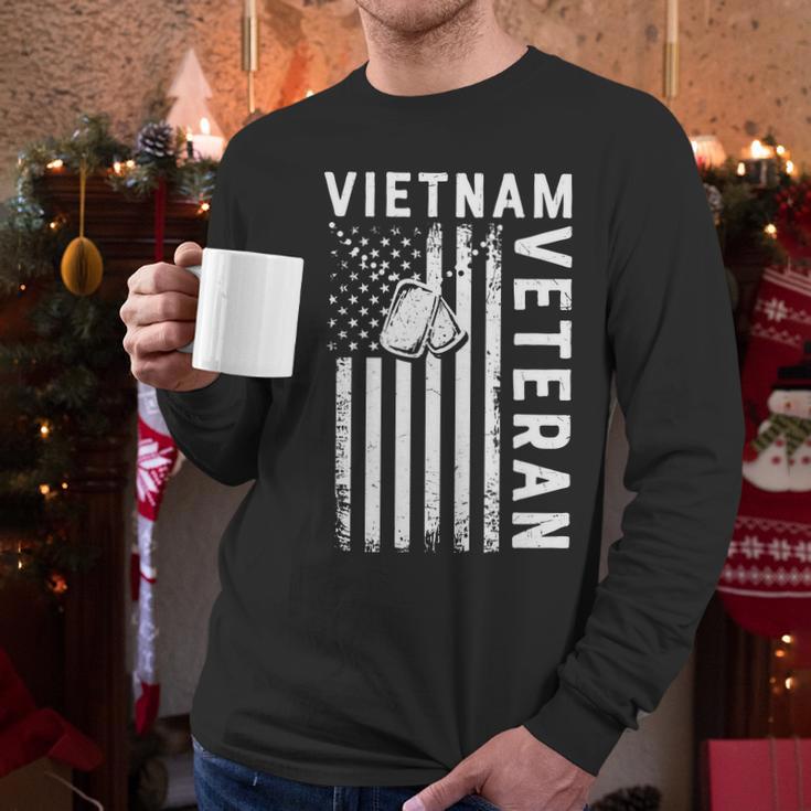 Vietnam Veteran 2022 Black White Great Flag Men Long Sleeve Tshirt