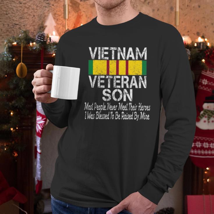 Vintage Us Military Family Vietnam Veteran Son Men Long Sleeve Tshirt