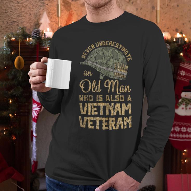 Vintage Veteran Grandpa Proud Army Vietnam Veteran Old Man Men Long Sleeve Tshirt