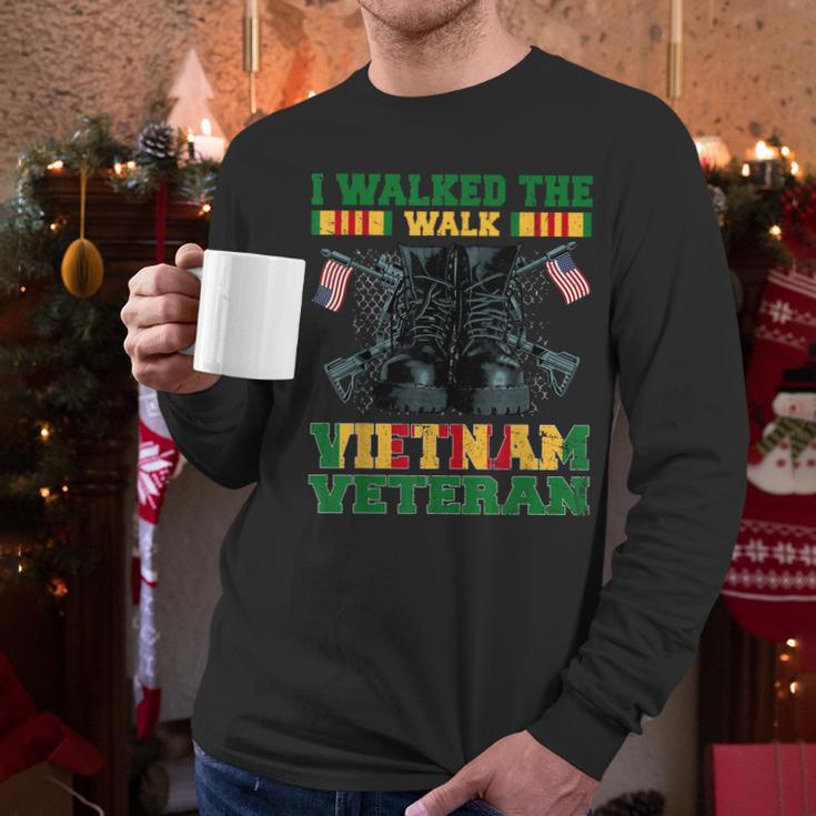 I Walked The Walk Vietnam Veteran American Flag Veterans Day Men Long Sleeve Tshirt