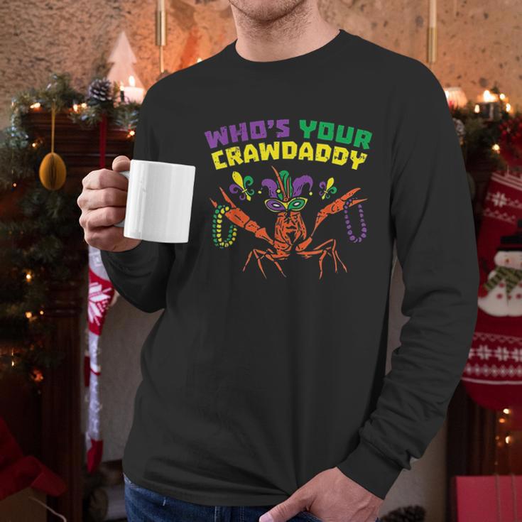 Whos Your Crawdaddy Crawfish Jester Beads Funny Mardi Gras Men Long Sleeve Tshirt