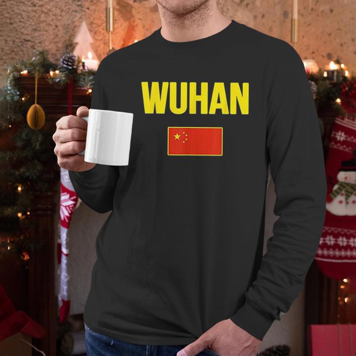 Wuhan Chinese Flag China Men Long Sleeve Tshirt