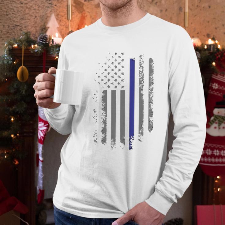 Back The Blue Usa Flag Police Lives Matter Men Long Sleeve Tshirt